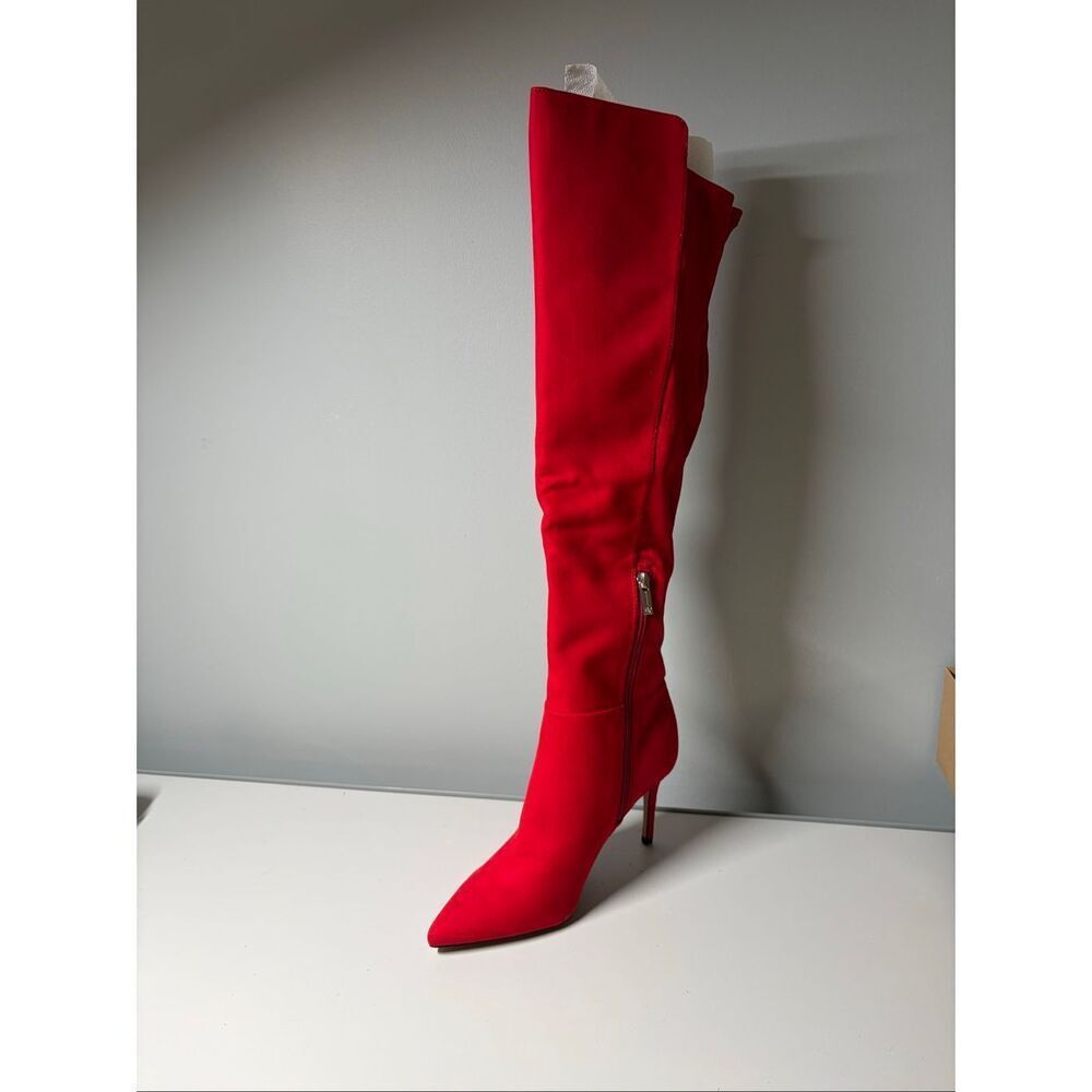 Jessica Simpson Women’s Red Microsuede Amriena Pointed Toe Boots Size 9M - Picture 2 of 5